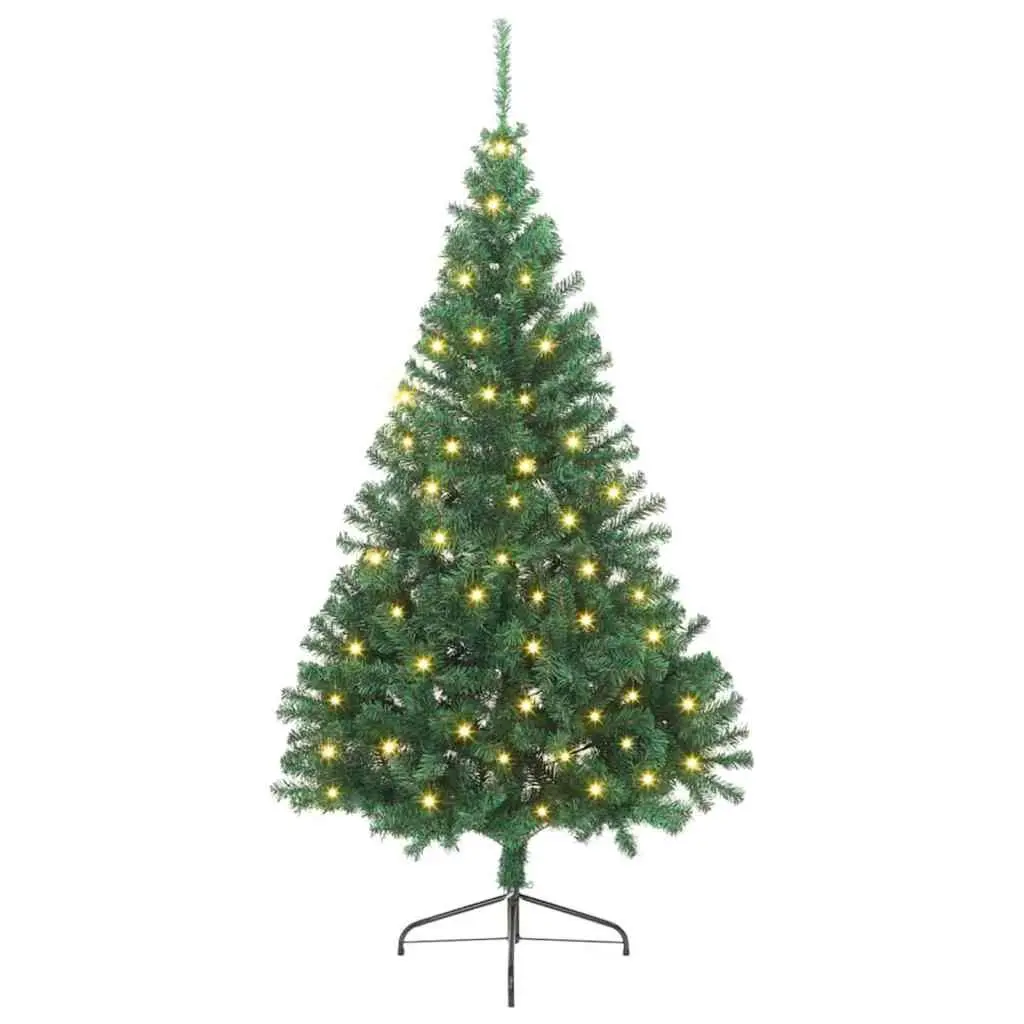 Artificial Pre-lit Christmas Tree 240cm Green LED Cone Shape Indoor Outdoor
