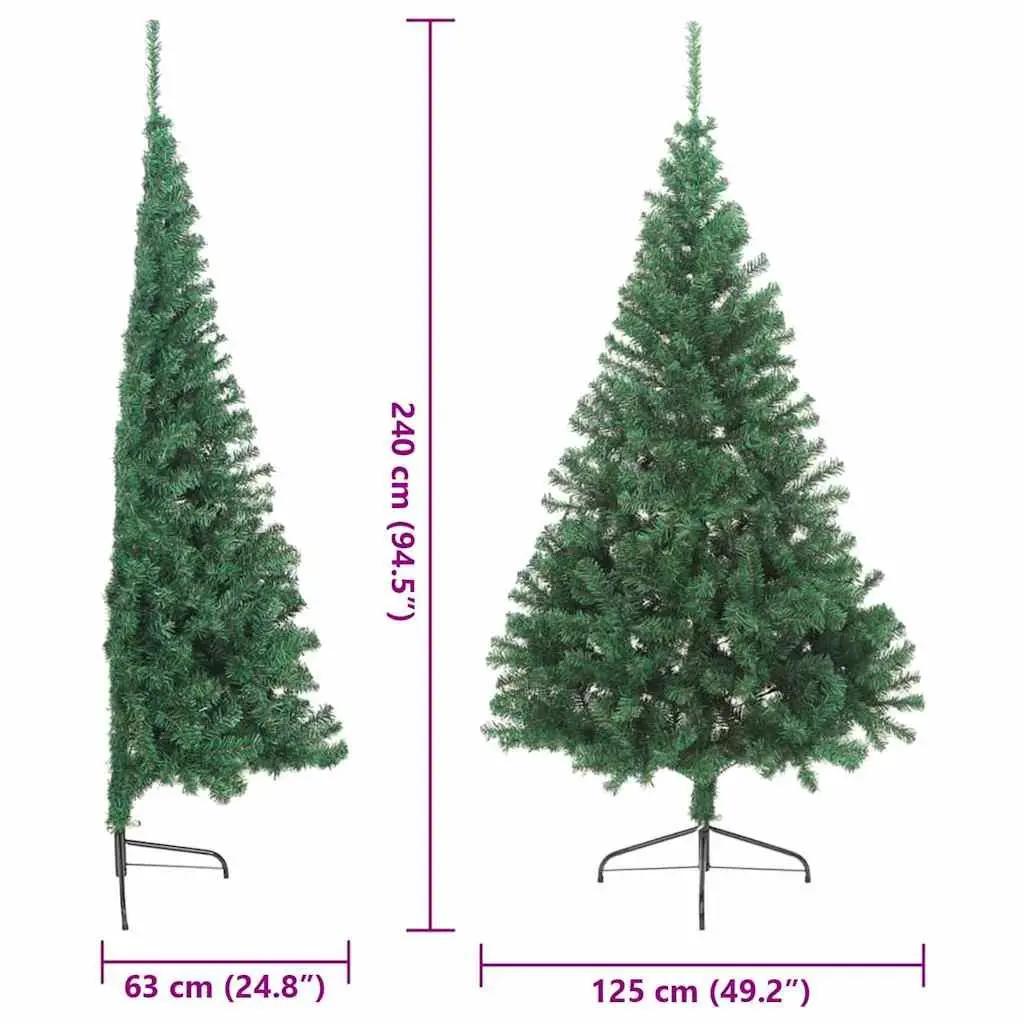 Artificial Pre-lit Christmas Tree 240cm Green LED Cone Shape Indoor Outdoor