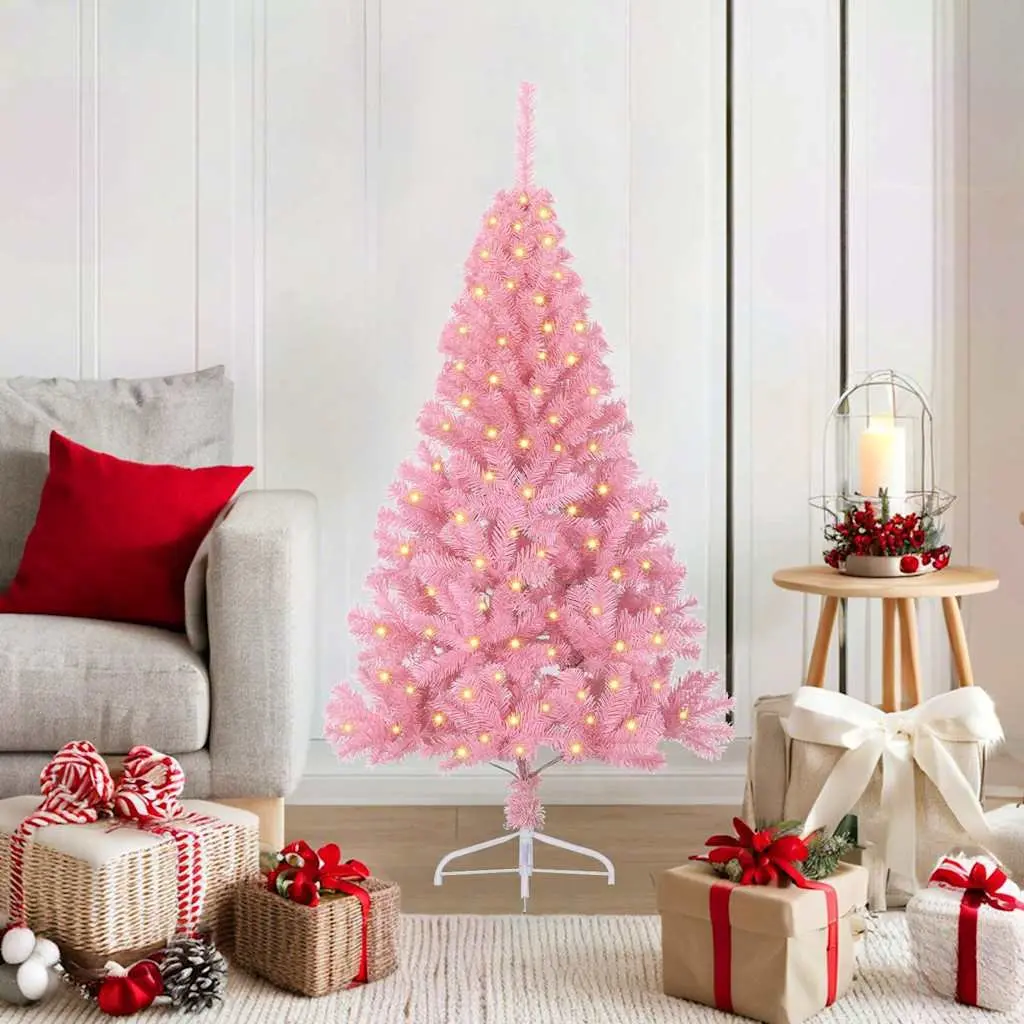 Artificial Christmas Tree Pre-lit 120cm Pink Cone Shaped