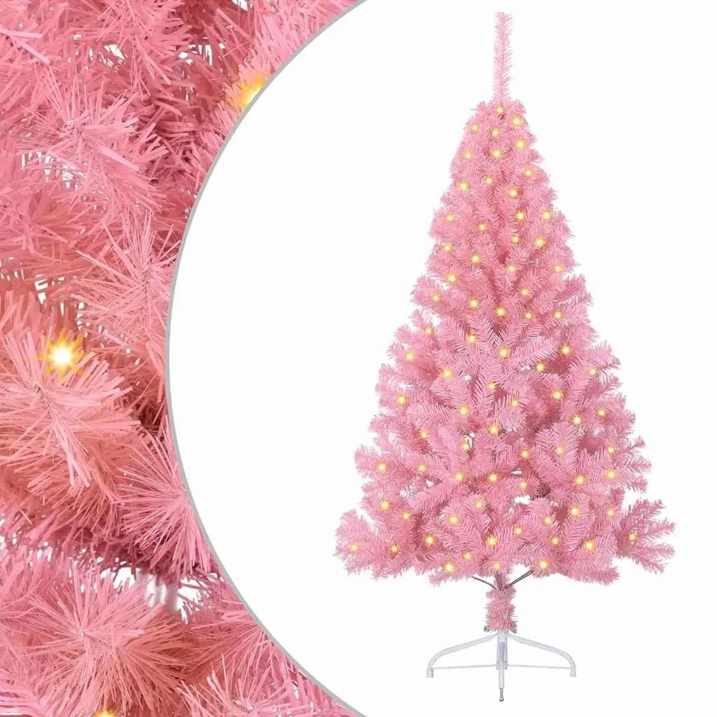 Artificial Pre-lit Christmas Tree 150cm Pink 150 LED Lights Cone Shape Indoor