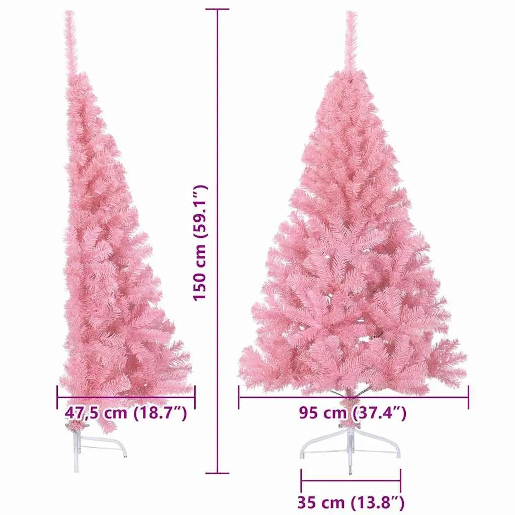 Artificial Pre-lit Christmas Tree 150cm Pink 150 LED Lights Cone Shape Indoor