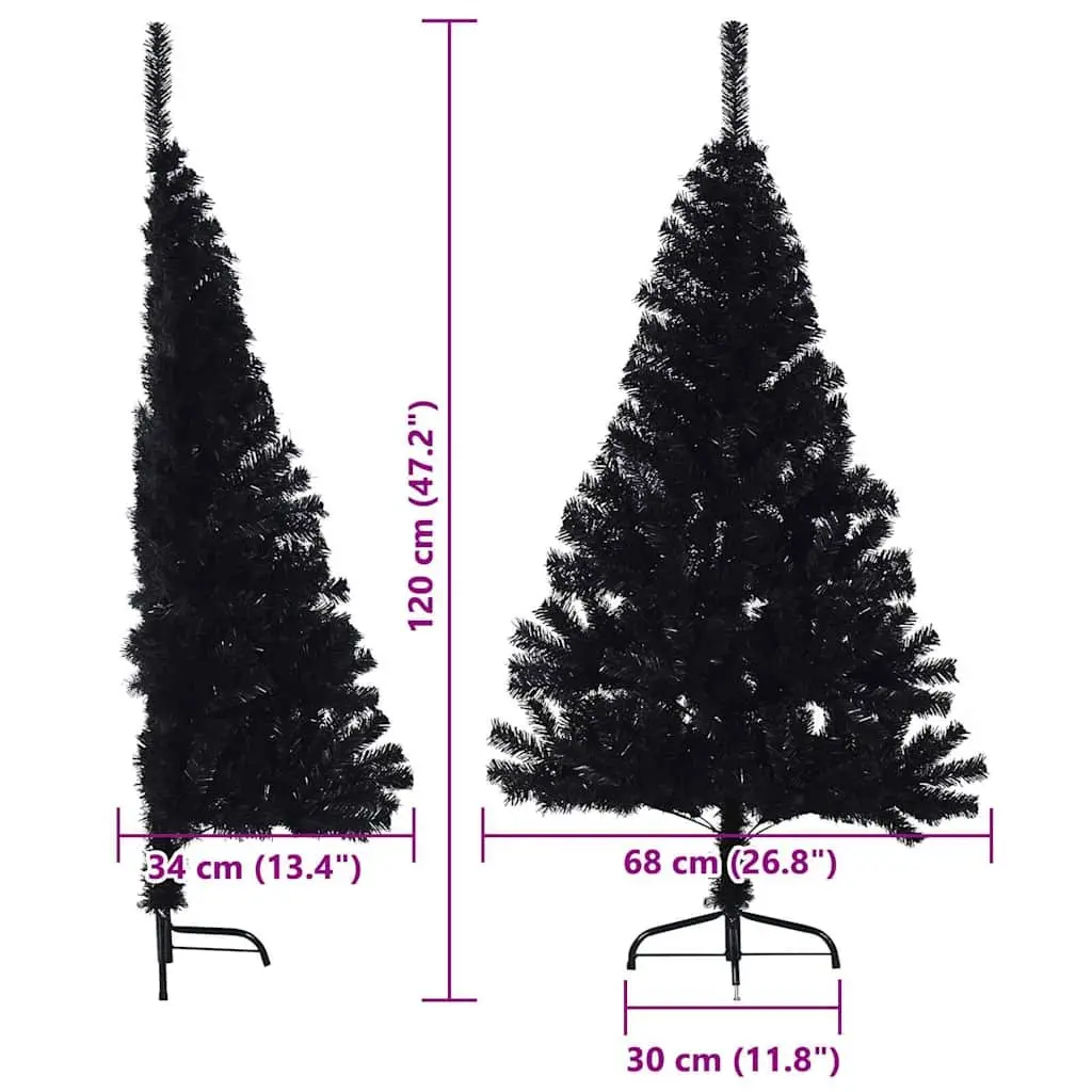 Artificial Pre-lit Christmas Tree 120cm Black Cone LED Warm White Lights Indoor