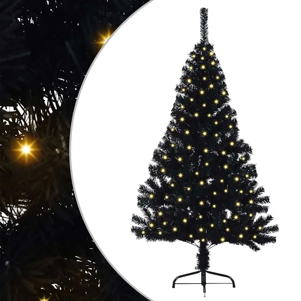 Artificial Pre-lit Christmas Tree 150cm Black Cone LED Warm White Lights Indoor