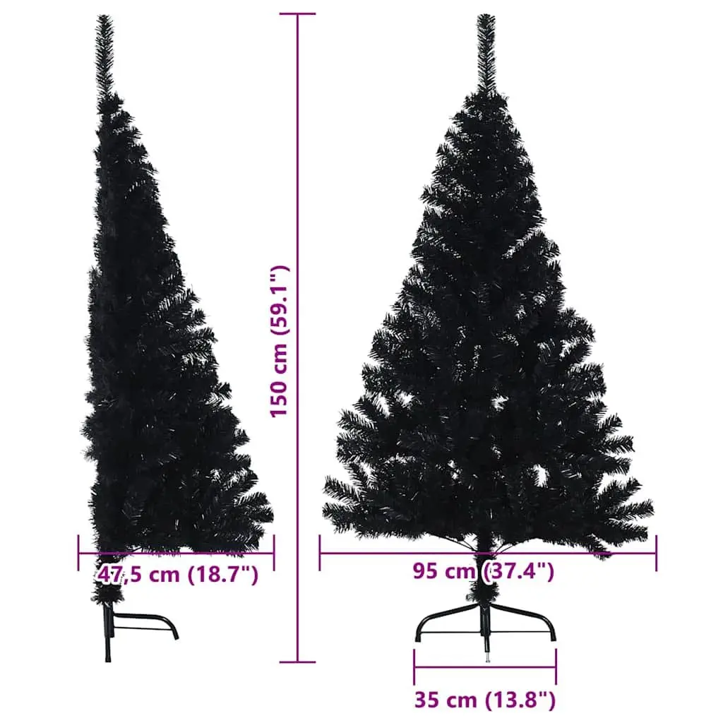 Artificial Pre-lit Christmas Tree 150cm Black Cone LED Warm White Lights Indoor