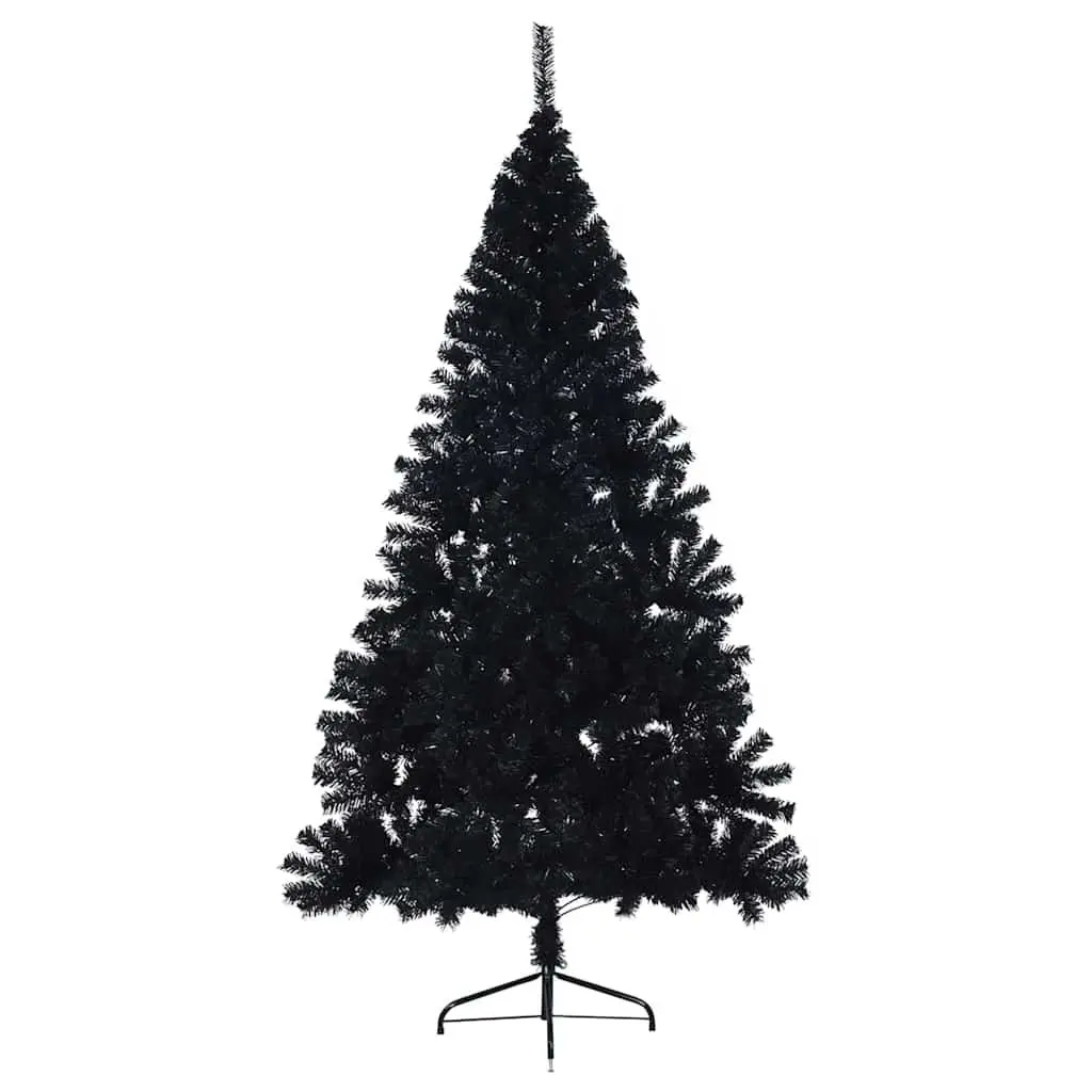Artificial Pre-lit Christmas Tree Black 180cm LED Lights Cone Shape Indoor
