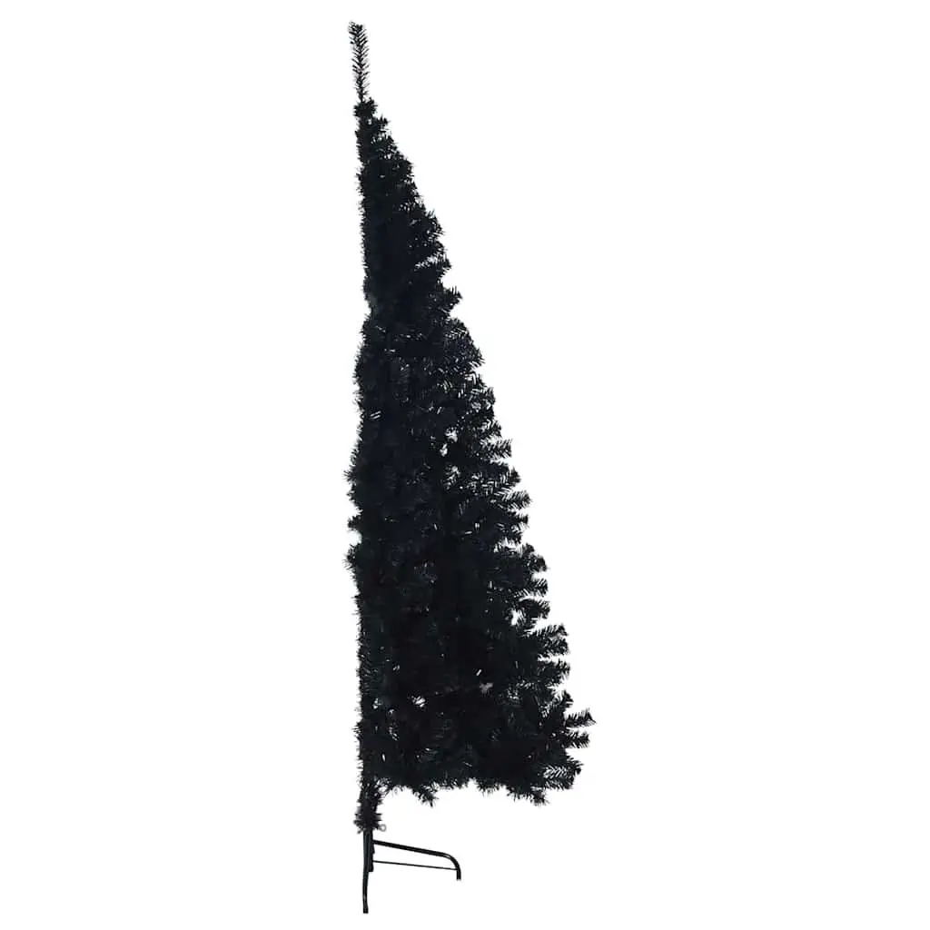 Artificial Pre-lit Christmas Tree Black 180cm LED Lights Cone Shape Indoor