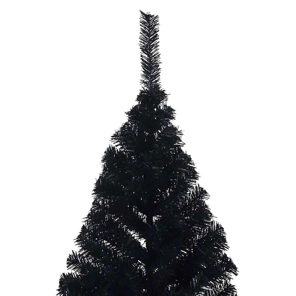 Artificial Pre-lit Christmas Tree Black 180cm LED Lights Cone Shape Indoor