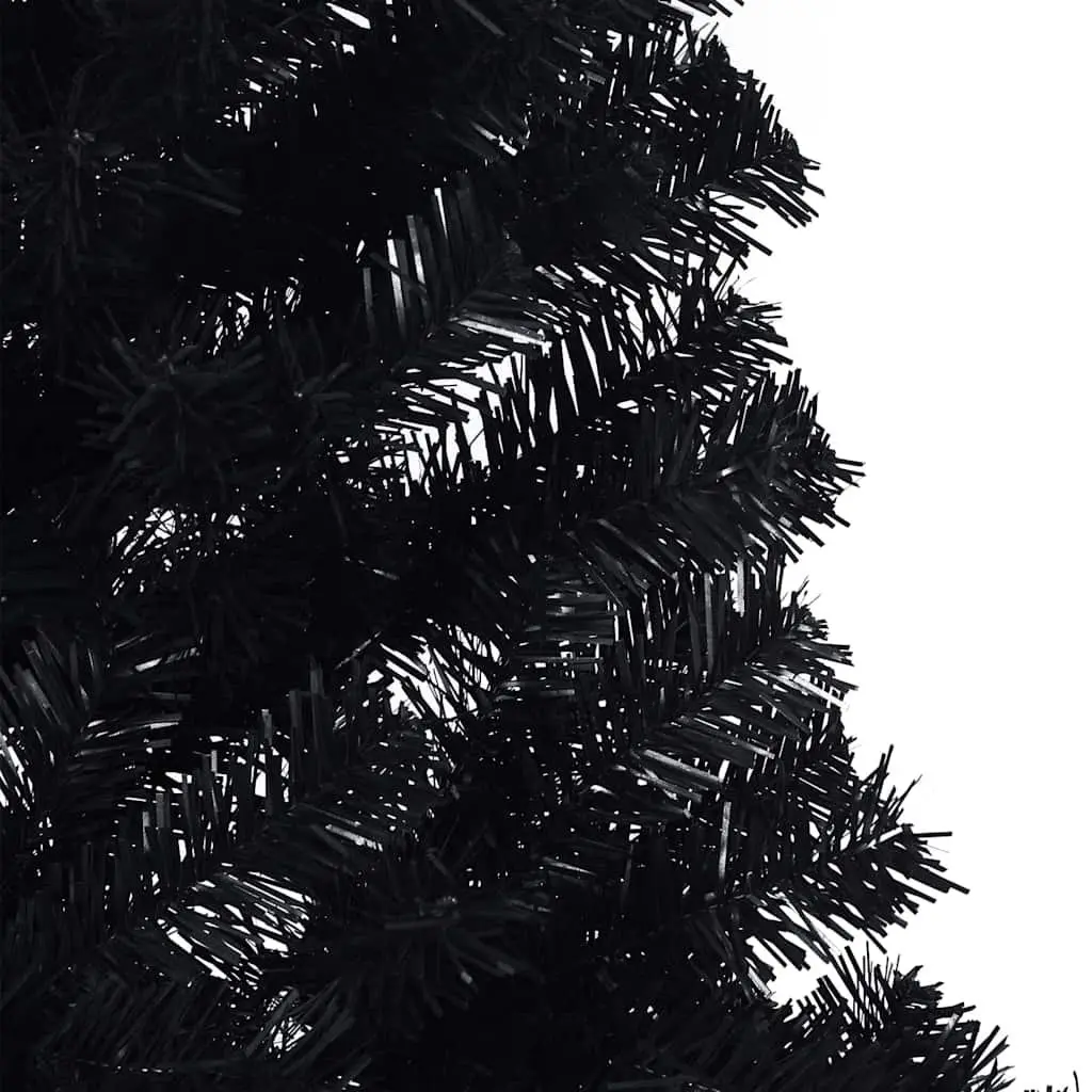 Artificial Pre-lit Christmas Tree Black 180cm LED Lights Cone Shape Indoor