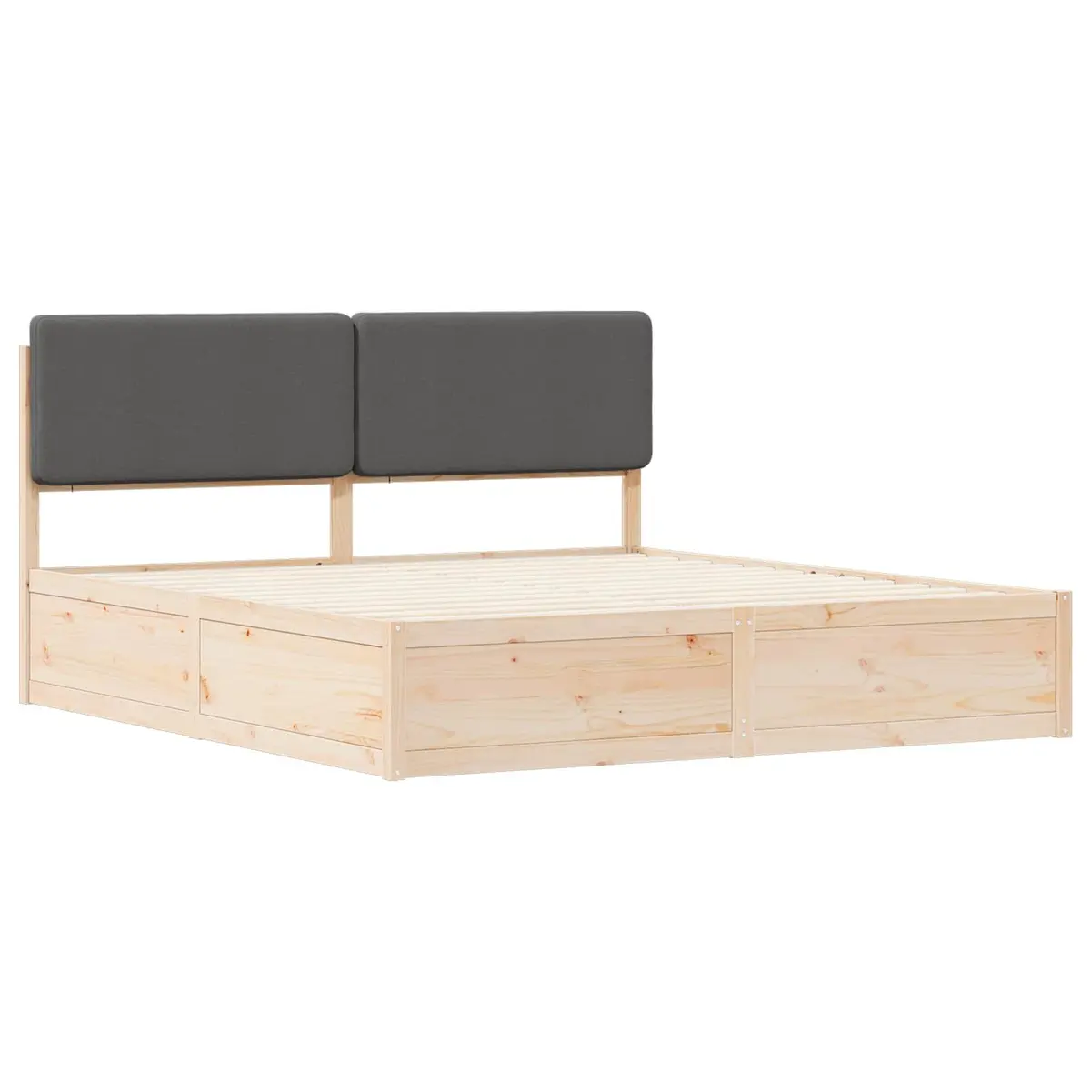 Bed Frame Upholstered Headboard Dark Grey 180 x 200 cm Modern