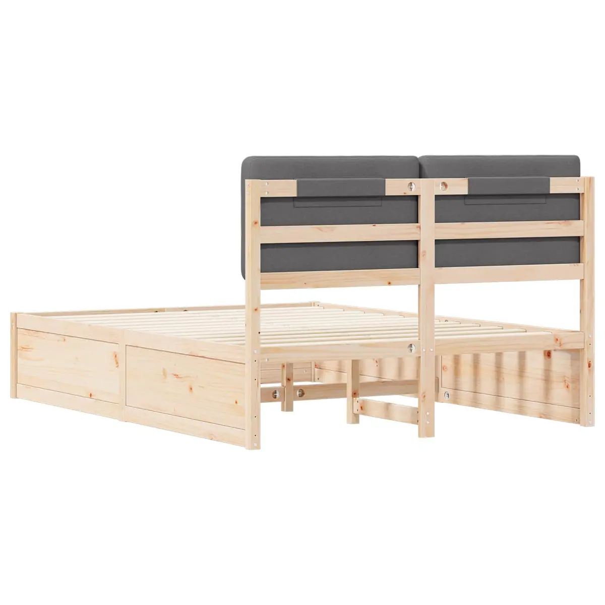 Bed Frame with Upholstered Headboard Grey 135 x 190 cm Modern Bedroom Furniture