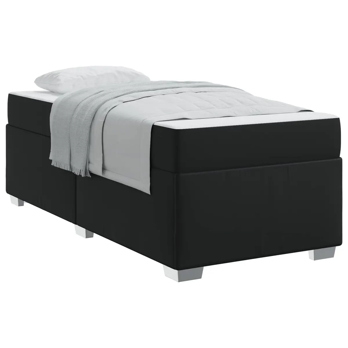Bed Frame with Mattress Medium-Firm 90 x 190 cm Black Fabric