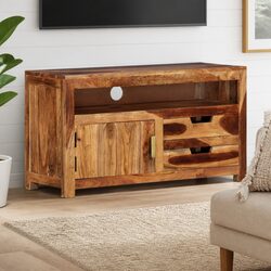 Wooden TV Cabinet 90x34.5x50 cm Solid Acacia Wood Lowboard Storage Unit