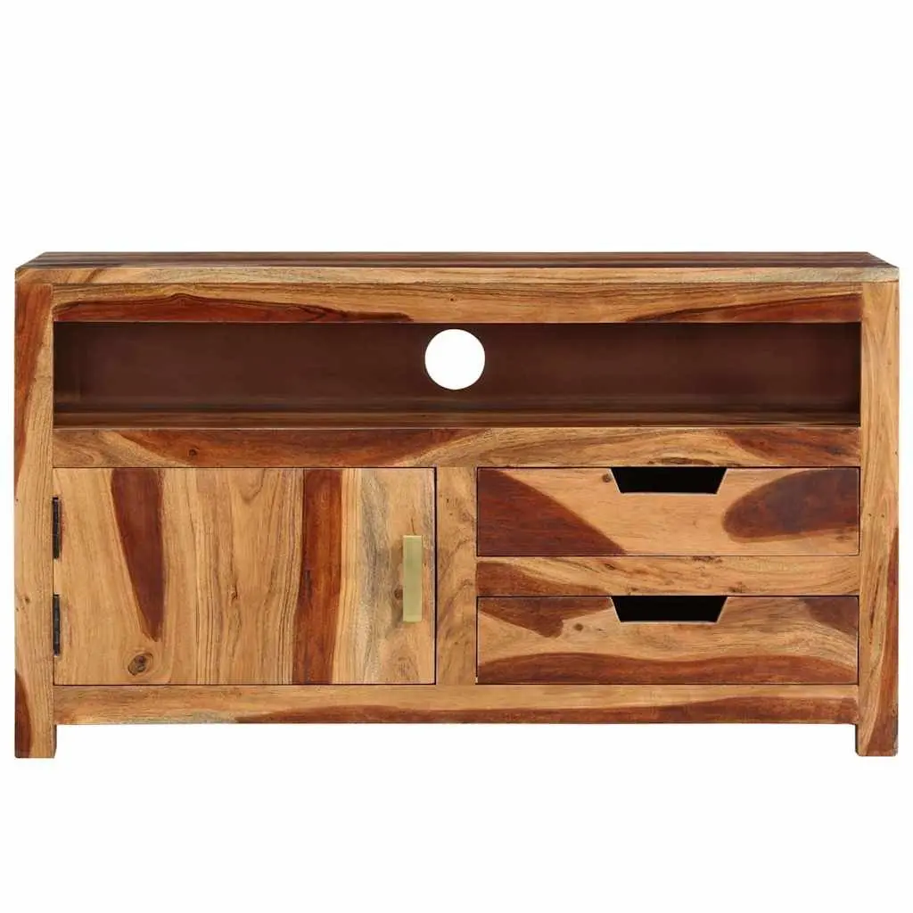Wooden TV Cabinet Solid Acacia Wood 90x34.5x50 cm Brown Lowboard Storage Unit
