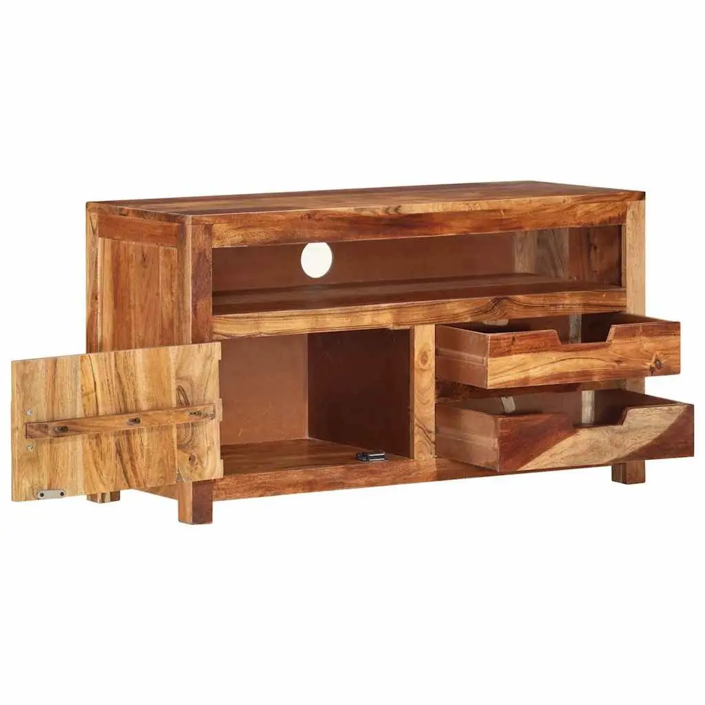 Wooden TV Cabinet Solid Acacia Wood 90x34.5x50 cm Brown Lowboard Storage Unit