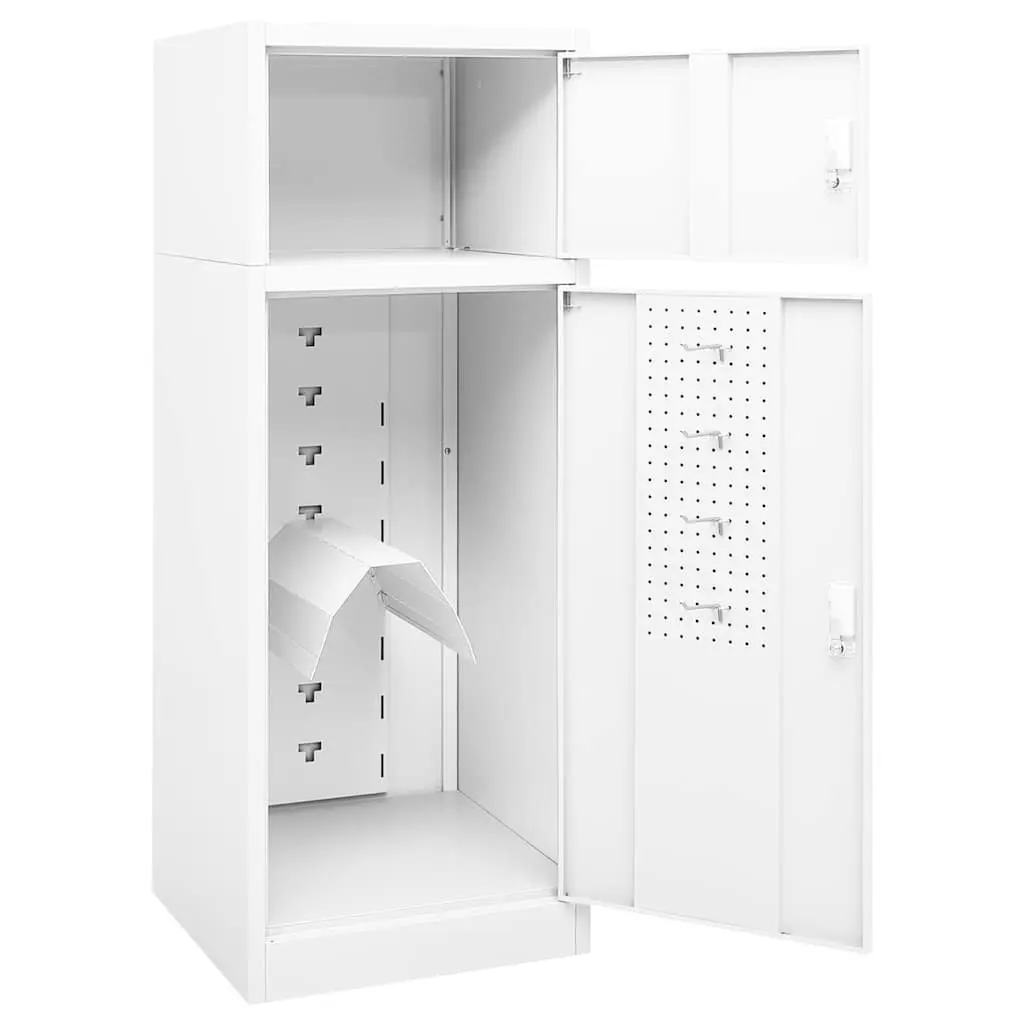 Saddle Cabinet Steel 53x53x140 cm White Tack Locker Stable Storage Cupboard
