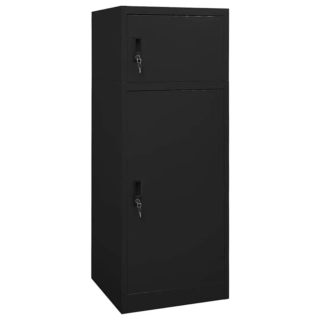 Saddle Cabinet Storage Locker Lockable Doors Steel Black 53 x 53 x 140 cm