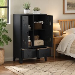 Industrial Wardrobe Storage Cabinet Anthracite 67x35x107cm Steel Shelves Drawers