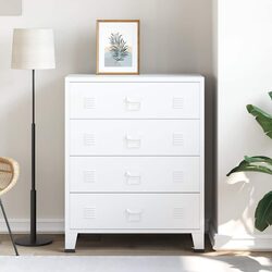 Industrial Drawer Cabinet 4-Drawer Storage Chest Organisers White Metal Unit
