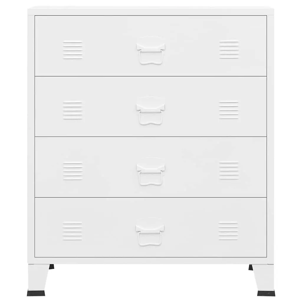 Metal Drawer Cabinet 4-Drawer Storage Unit White Industrial Style