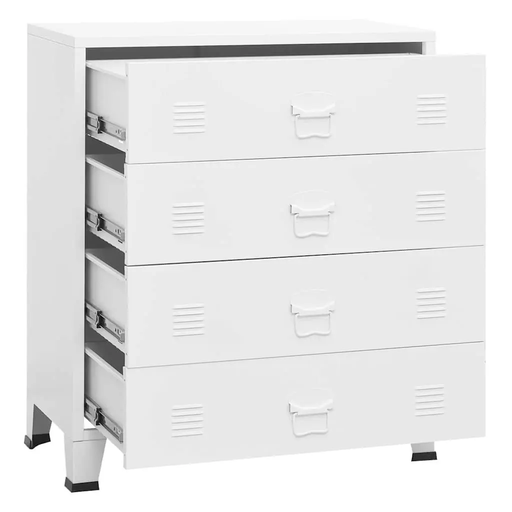 Metal Drawer Cabinet 4-Drawer Storage Unit White Industrial Style