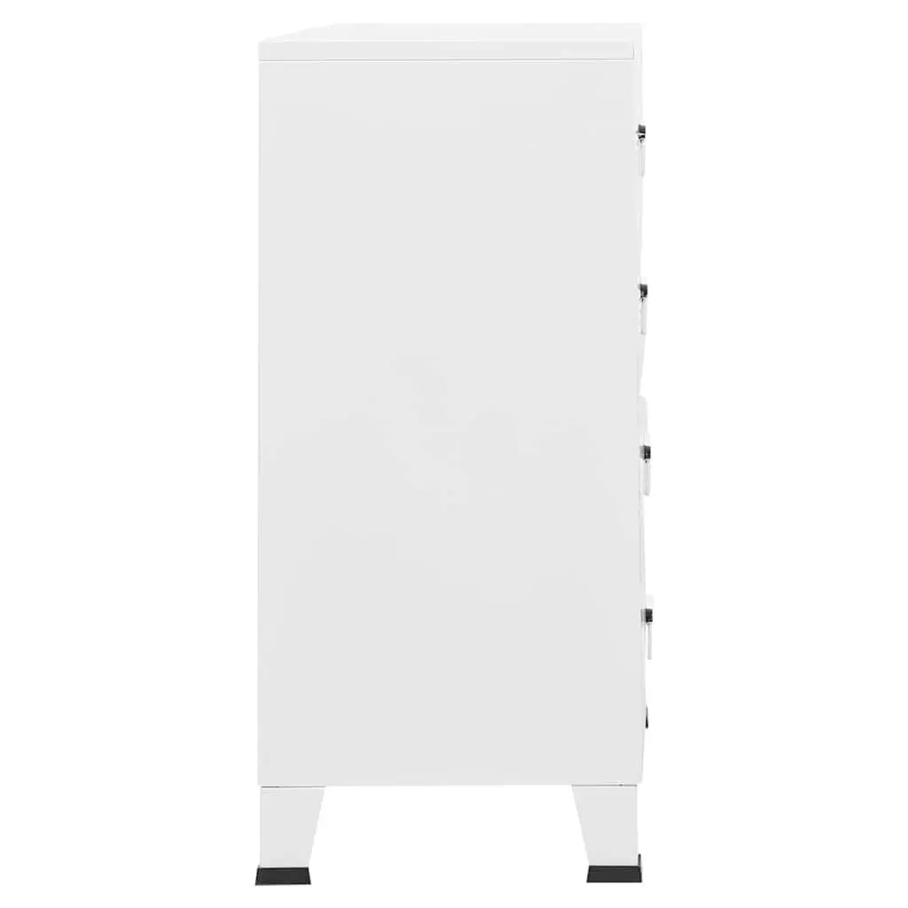 Metal Drawer Cabinet 4-Drawer Storage Unit White Industrial Style
