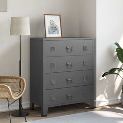 Industrial Metal Drawer Cabinet Storage Chest 4 Drawers Anthracite Organiser