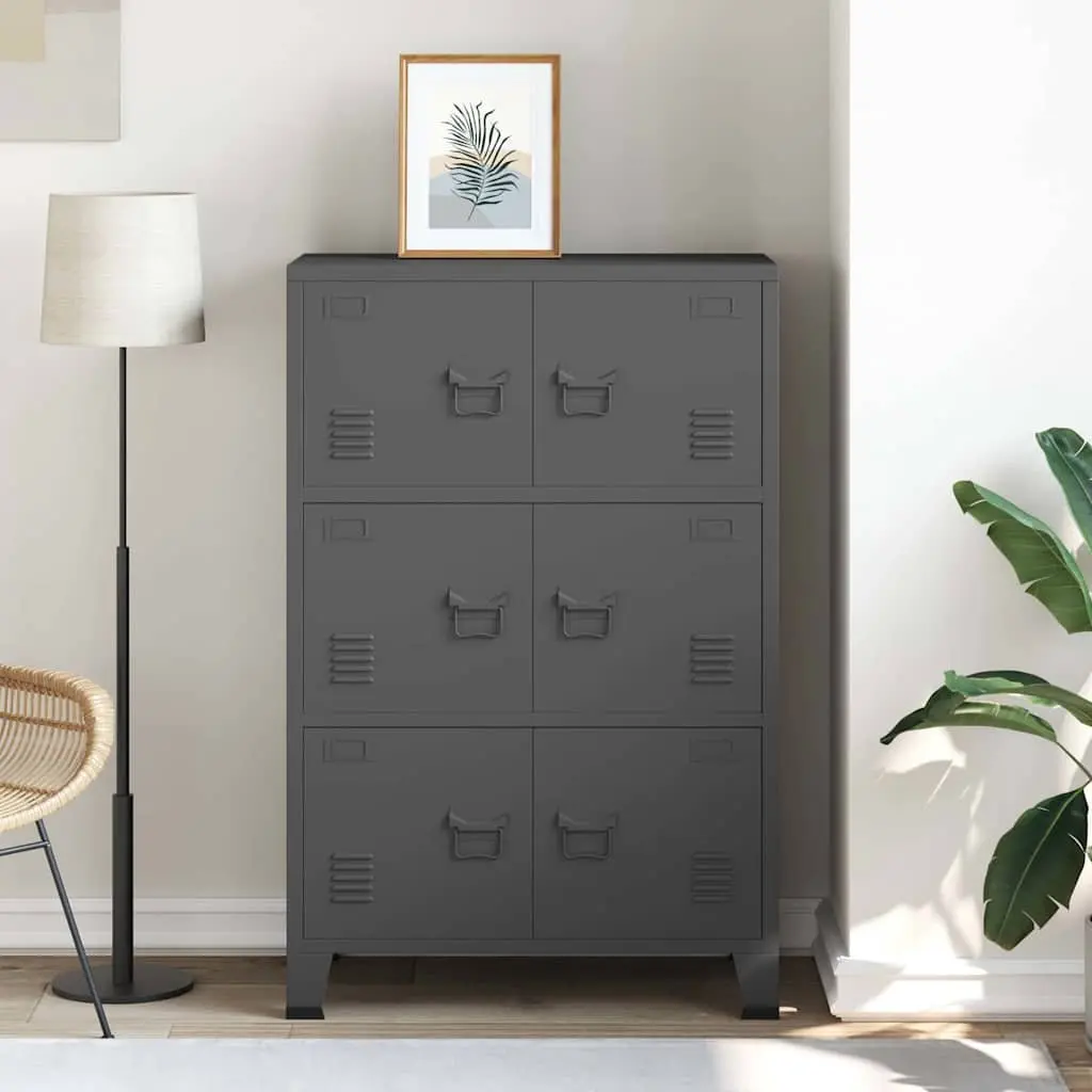 Industrial Storage Chest 6 Doors Metal Anthracite