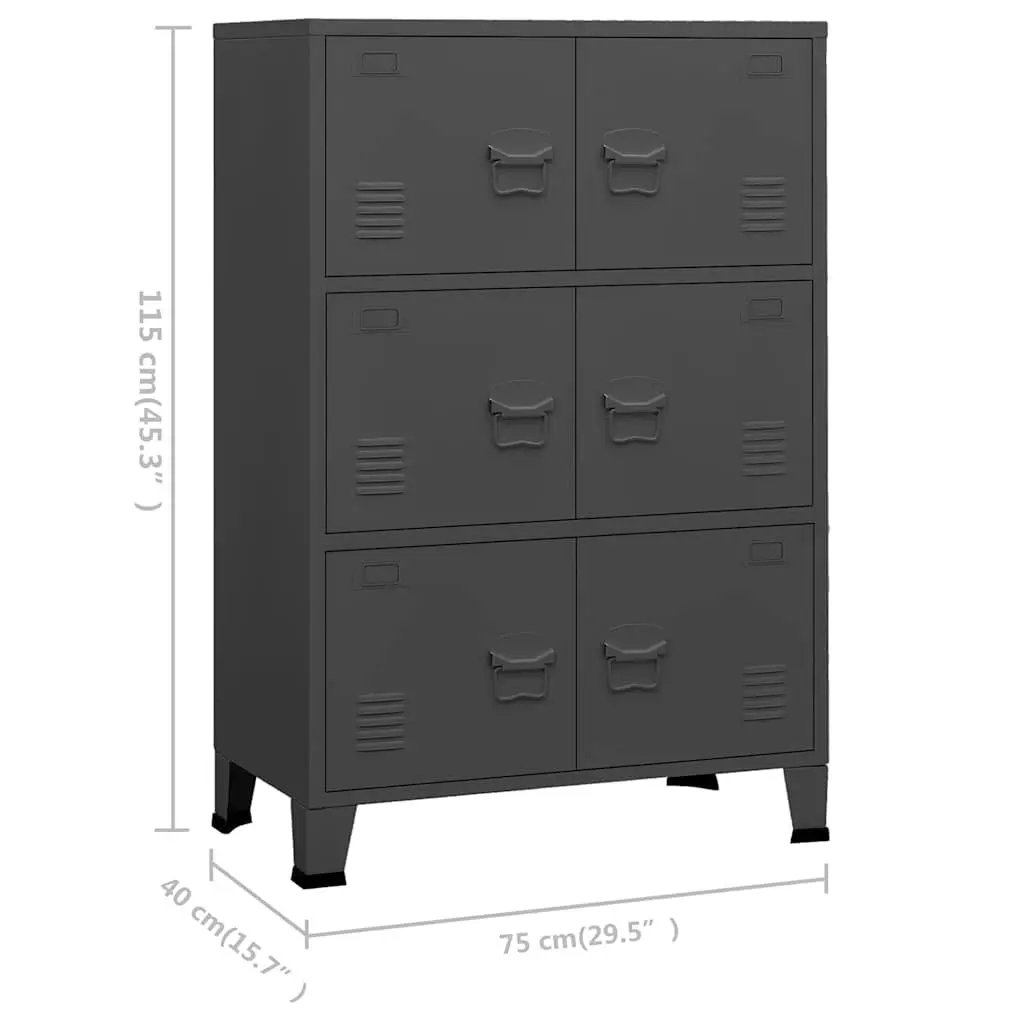Industrial Storage Chest 6 Doors Metal Anthracite