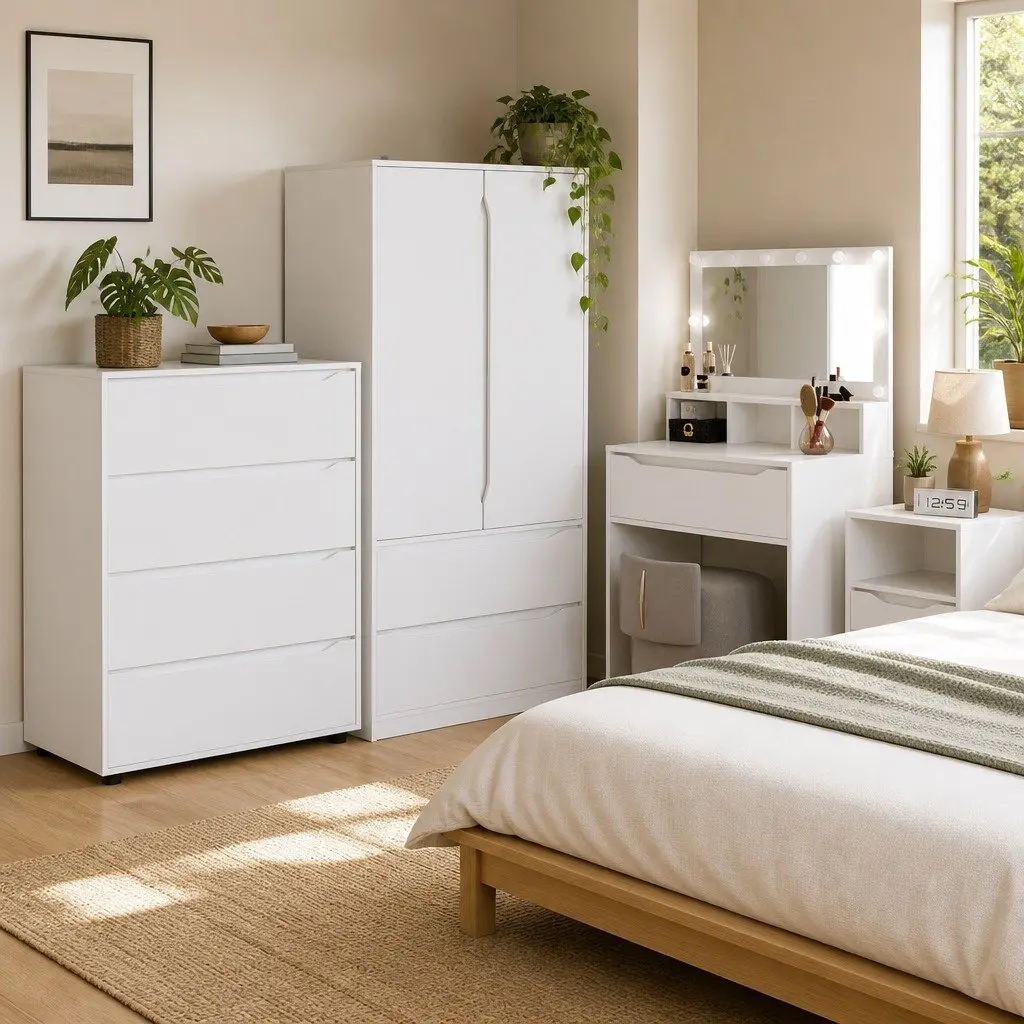 Storage Cabinet White 80x48x105cm Engineered Wood Bedroom Living Room Drawers