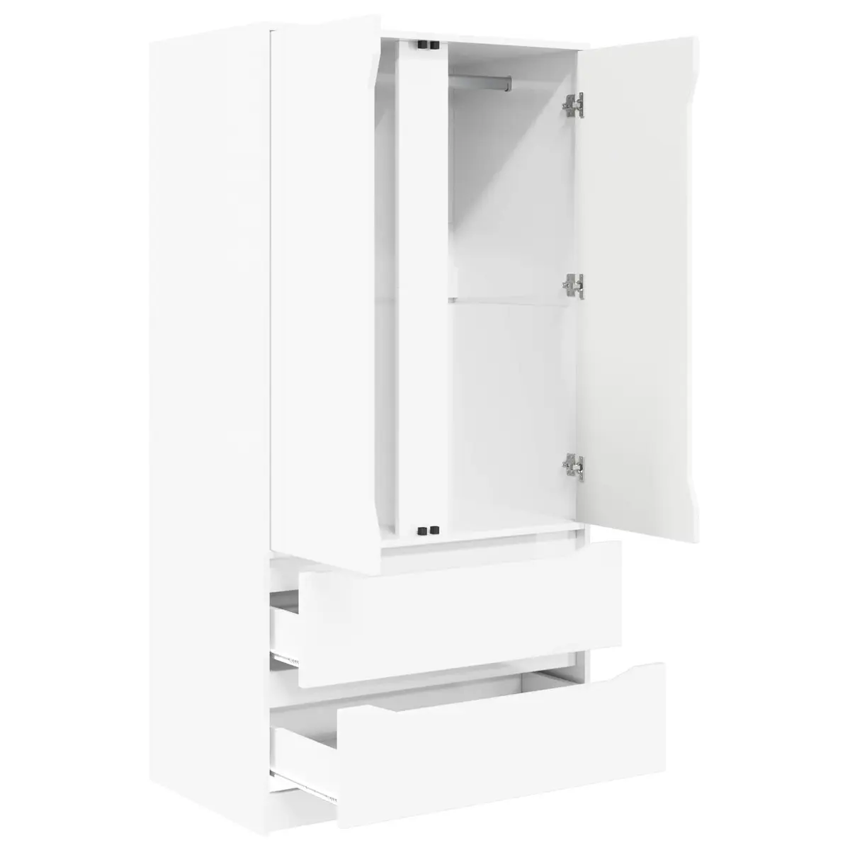 Wardrobe High Gloss White Engineered Wood 79.5 x 49 x 156 cm Bedroom Storage Cupboard Cabinet
