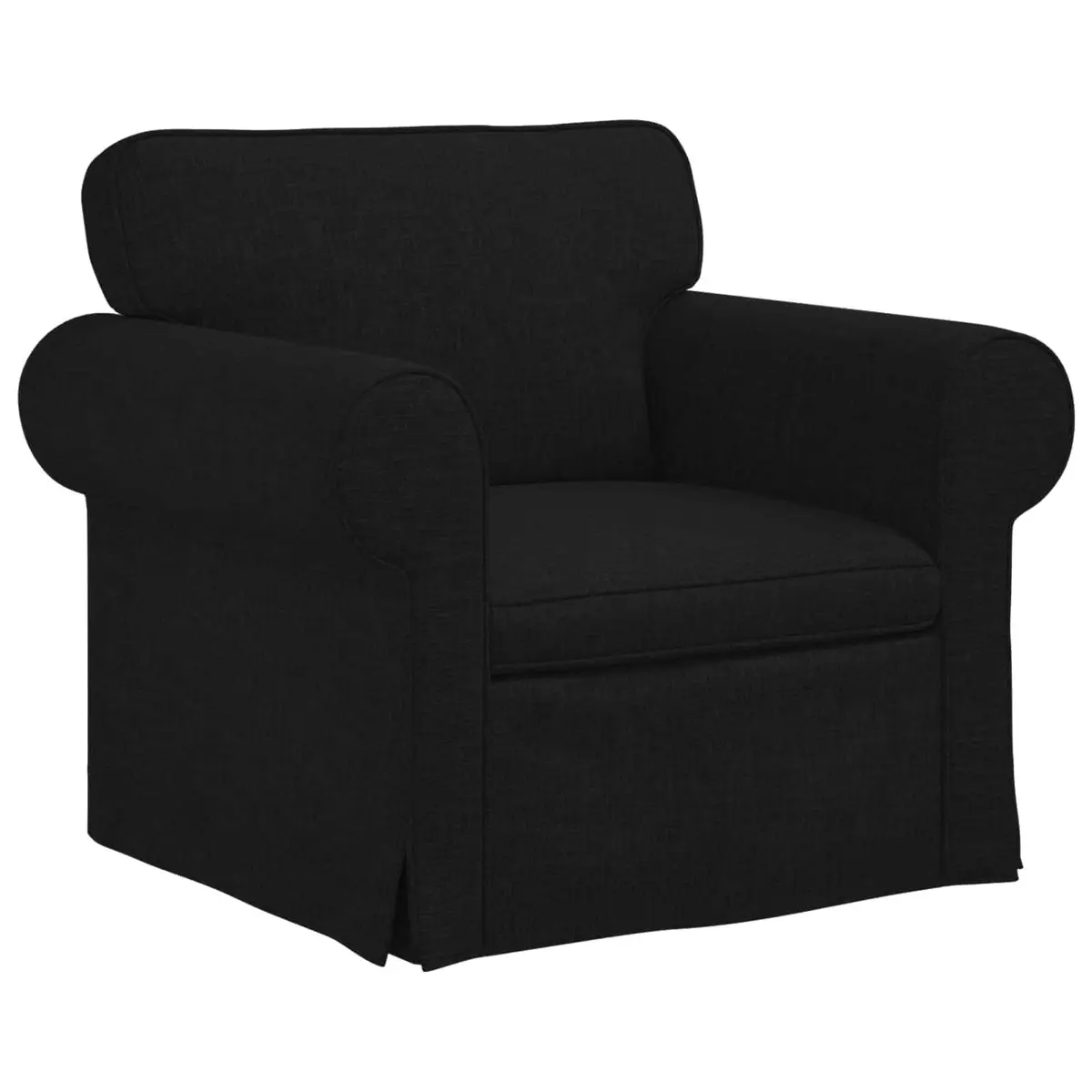 2 Piece Modular Sofa Set Black Fabric Contemporary Living Room Seating