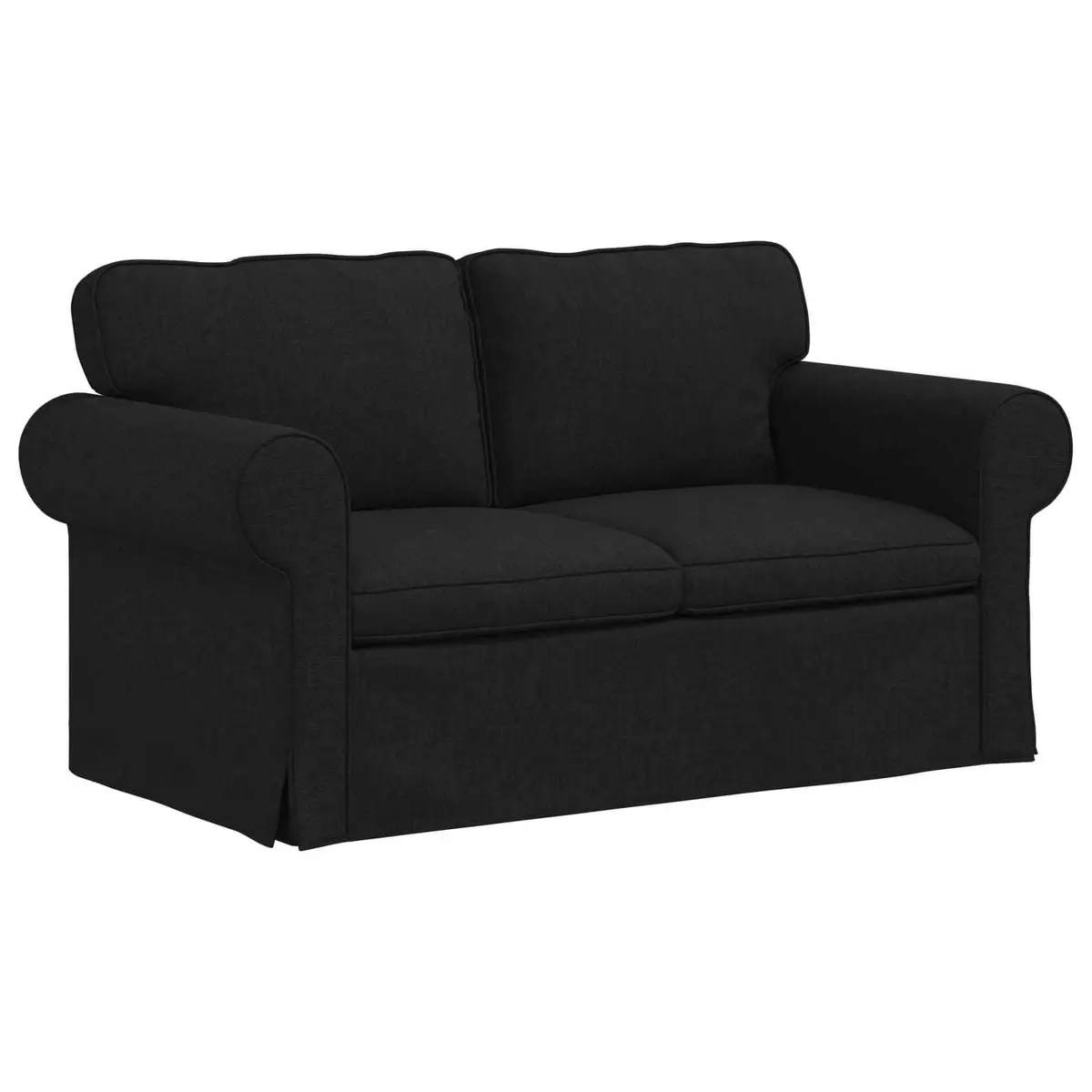 2 Piece Modular Sofa Set Black Fabric Contemporary Living Room Seating
