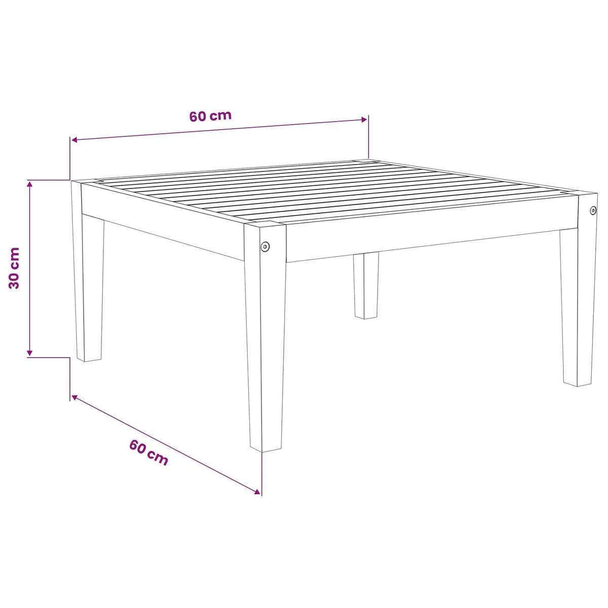 Garden Table Solid Acacia Wood Outdoor Side Table 60x60x30cm Brown