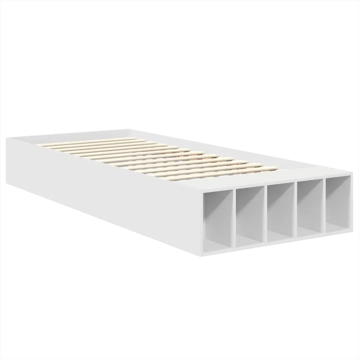 Bed Frame with Storage Headboard Adjustable Footboard 90 x 190 cm White