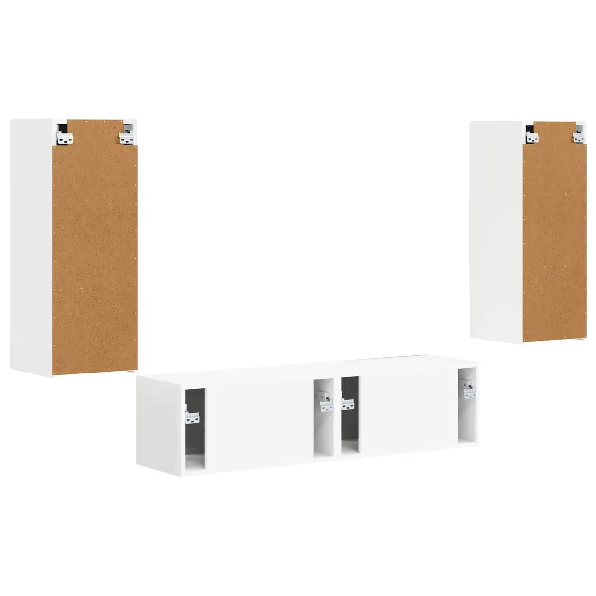 Wall-mounted TV Cabinet Set 2 Pieces White Modern Storage Unit