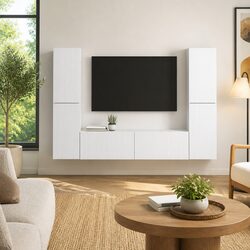 TV Cabinet Set 6 pcs White Entertainment Centre Storage Unit Shelves Drawers
