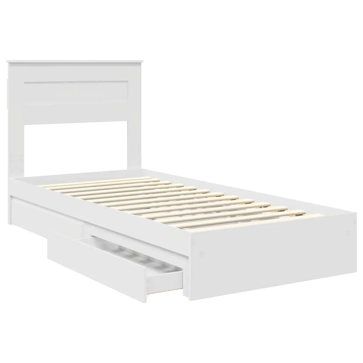 Storage Bed Frame with Drawer 90 x 190 cm White Engineered Wood