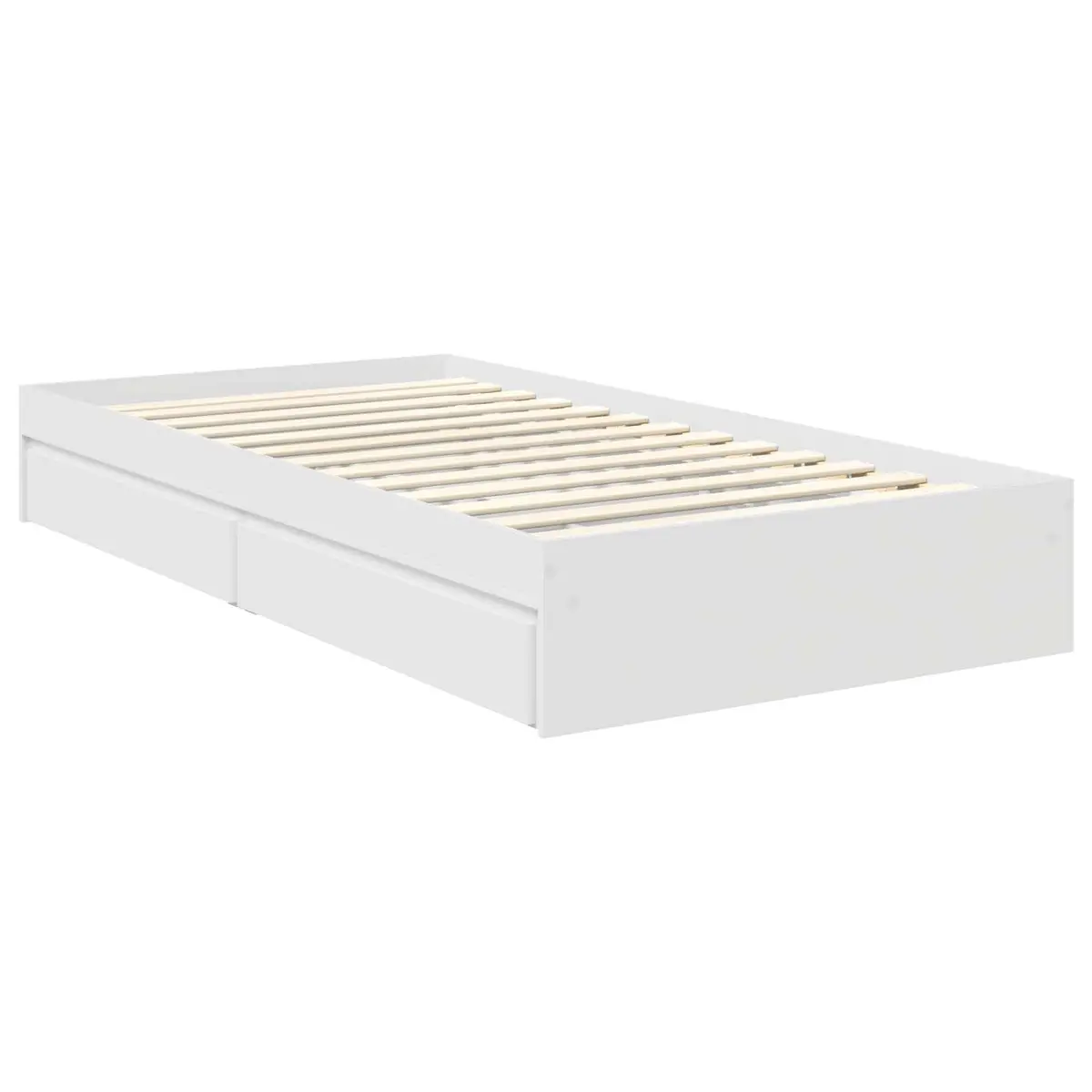 Storage Bed Frame with Drawer 90 x 190 cm White Engineered Wood