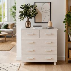 Wooden Sideboard White Storage Cabinet 5 Drawer Buffet Furniture Living Room
