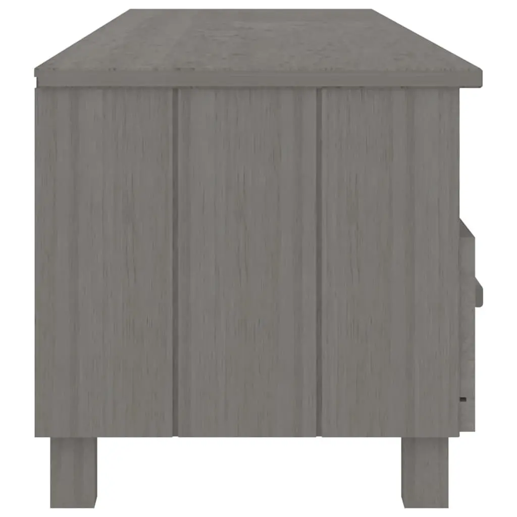 TV Cabinet Grey Solid Wood Pine Storage Unit 158cm with Sliding Drawers and Compartments