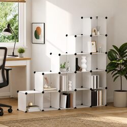 Storage Cube Organiser 15 Cubes Modular Shelving Unit Transparent PP Plastic