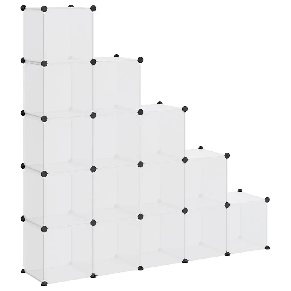 Storage Cube Organiser Modular Shelving Unit 15 Cubes Transparent PP Plastic