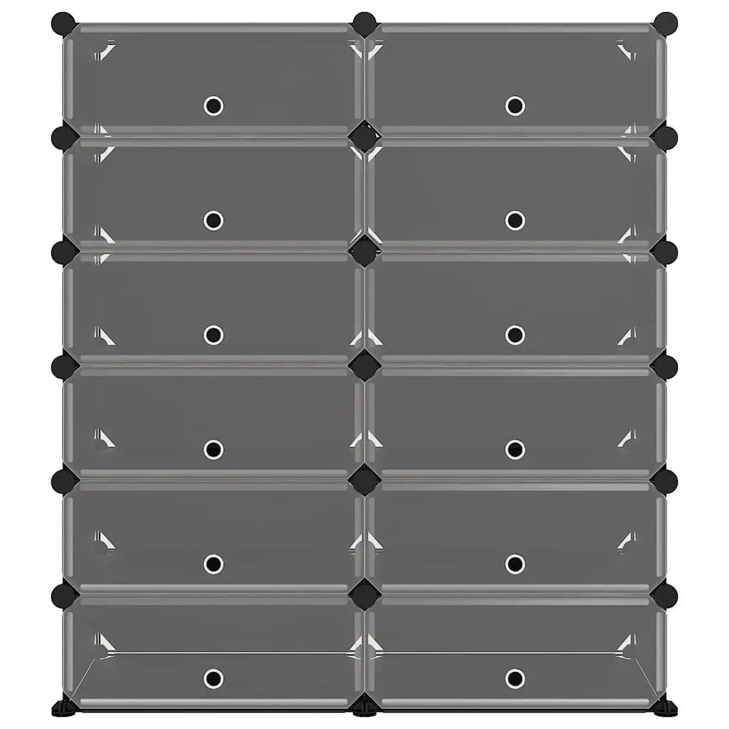 Shoe Rack Black Storage Organiser 94.5x36.5x106cm PP Plastic Panels Steel Frame