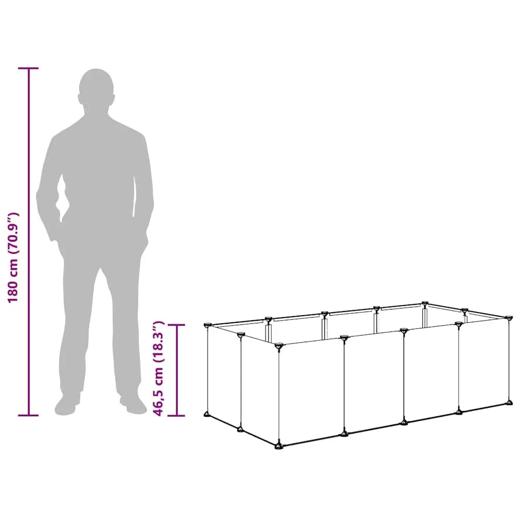 Small Animal Cage Transparent PP Plastic Steel Frame Enclosure Play Pen