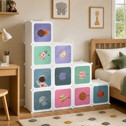Cube Storage Cabinet Kids 10 Cubes White Organiser Wardrobe Closet
