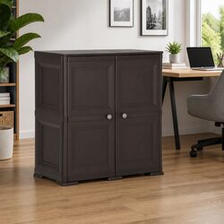 Storage Cabinet 79x43x85.5cm Brown Plastic Home Office Organiser Cupboard