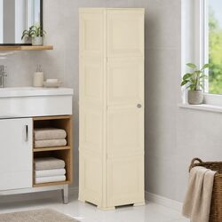Plastic Storage Cabinet 40x43x164cm White Wood Design Home Office Organiser