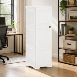 Plastic Storage Cabinet 40x43x125cm Wood Design Cream Organiser Home Office