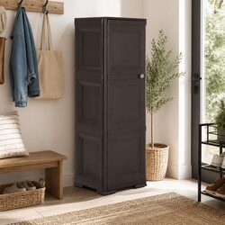 Storage Cabinet 40x43x125cm Brown Plastic Organiser Cupboard Home Office