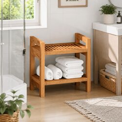 Bathroom Side Table 45x30x45 cm Teak Wood Storage Shelf Shower Organizer